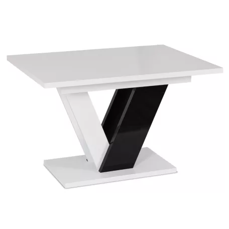 CLARK Kihúzható asztal 120-160 cm Fehér/Fekete Fényes