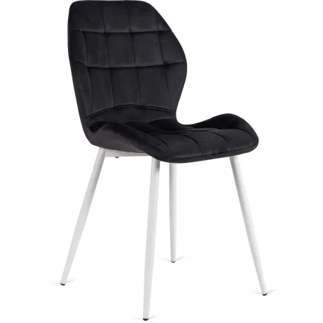 LUCKY Szék Fekete Fehér Bársony Lábakkal