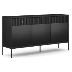 MARCOS Fiókos Komód 154 cm Bordázott Fekete