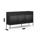 MARCOS Fiókos Komód 154 cm Bordázott Fekete