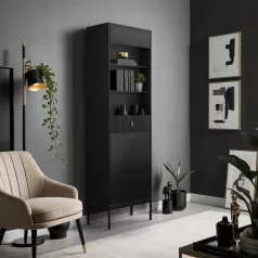 MARCOS fekete hornyolt üvegvitrin