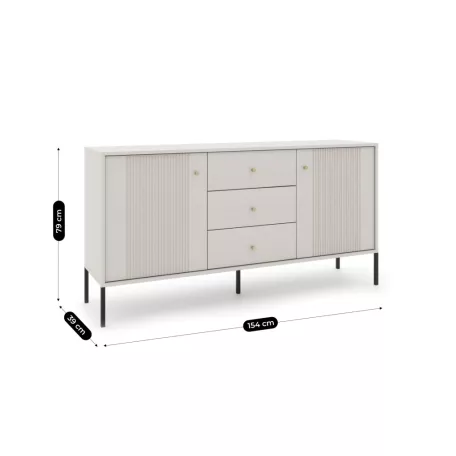 SOFT Fiókos Komód 154 cm Kétajtós Bordázott Kasmír