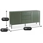 SOFT Fiókos Komód 154 cm Kétajtós Fiókokkal, Bordázott Zöld