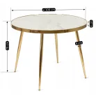 TINGA asztal 100 cm üveg fehér márvány/arany