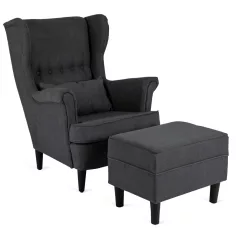 EVAN 2 Lounge Fotel Lábtartóval Sötétszürke