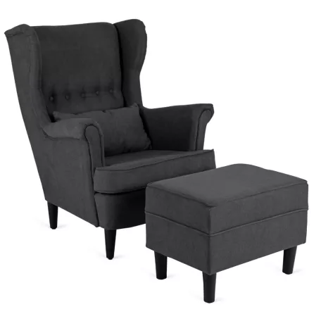 EVAN 2 Lounge Fotel Lábtartóval Sötétszürke