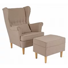 EVAN 2 Lounge Fotel Lábtartóval Bézs
