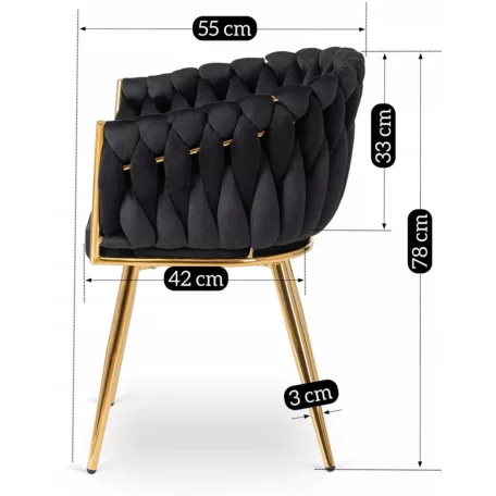 CAPI fekete szőtt bársonyszék