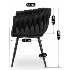 ELENA fekete bársony szőtt szék