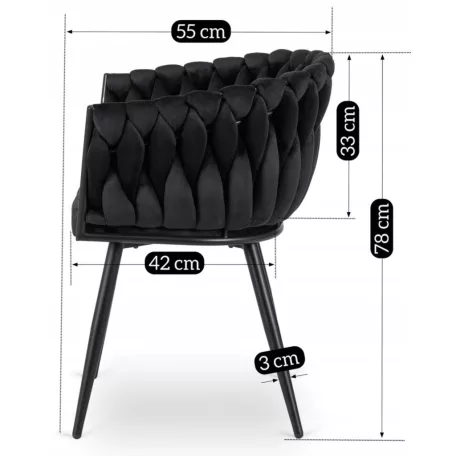 ELENA fekete bársony szőtt szék