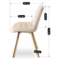 DEVI krémszínű bársony szék