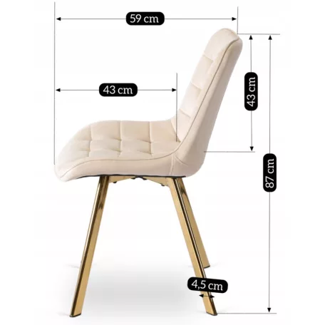 DEVI krémszínű bársony szék