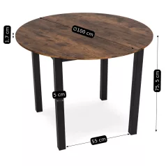 TEO asztal 100 cm rusztikus tölgy/fekete