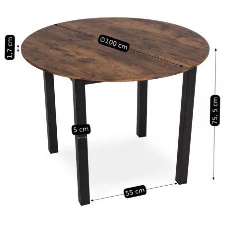 TEO asztal 100 cm rusztikus tölgy/fekete