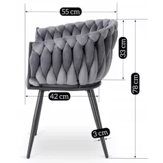 ELENA szürke szőtt bársony szék