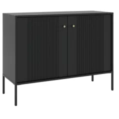 SOFT Fiókos Komód 104 cm Kétajtós Bordázott Fekete