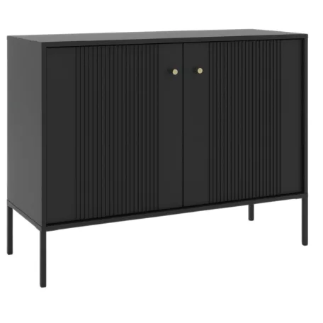 SOFT Fiókos Komód 104 cm Kétajtós Bordázott Fekete