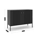 SOFT Fiókos Komód 104 cm Kétajtós Bordázott Fekete