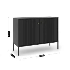 SOFT Fiókos Komód 104 cm Kétajtós Bordázott Fekete