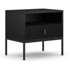 MARCOS Éjjeliszekrény, Hornyolt, Fekete