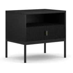 MARCOS Éjjeliszekrény, Hornyolt, Fekete