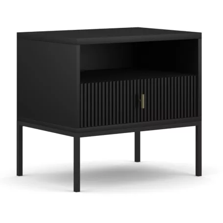 MARCOS Éjjeliszekrény, Hornyolt, Fekete