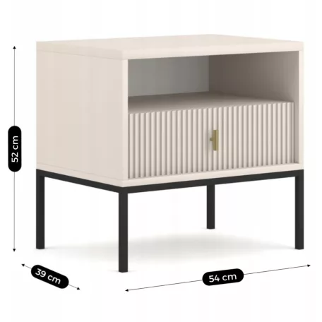 MARCOS Éjjeliszekrény, barázdált kasmír