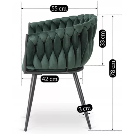 ELENA zöld bársony szőtt szék