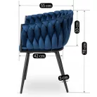 ELENA sötétkék szőtt bársonyfotel