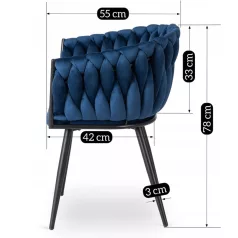 ELENA sötétkék szőtt bársonyfotel