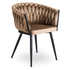 ELENA bézs színű, szőtt bársonyfotel