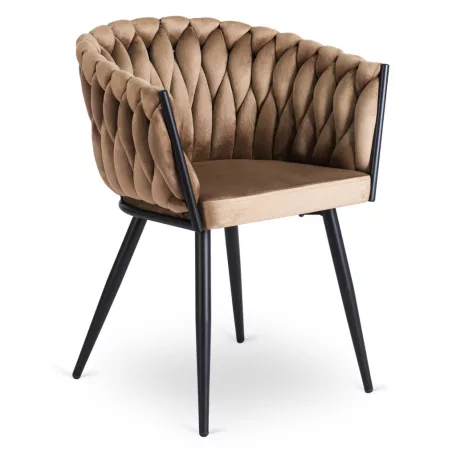 ELENA bézs színű, szőtt bársonyfotel