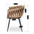 ELENA bézs színű, szőtt bársonyfotel