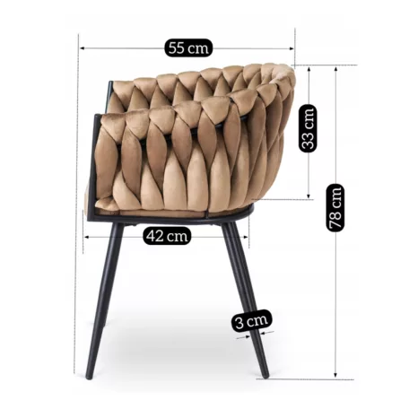 ELENA bézs színű, szőtt bársonyfotel