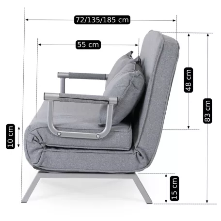 BART 2 szürke kétszemélyes dönthető fotel