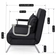BART 2 fekete dupla dönthető fotel