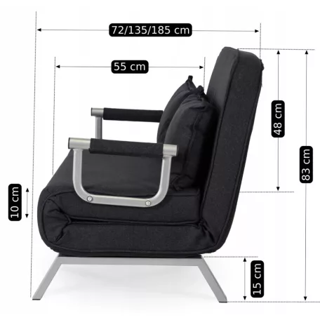 BART 2 fekete dupla dönthető fotel