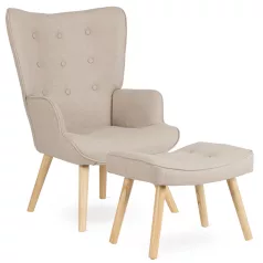 LOZANO 2 Lounge Fotel Lábtartóval Bézs Színben