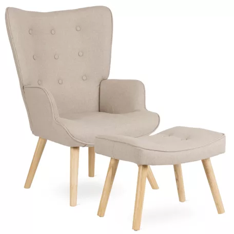 LOZANO 2 Lounge Fotel Lábtartóval Bézs Színben