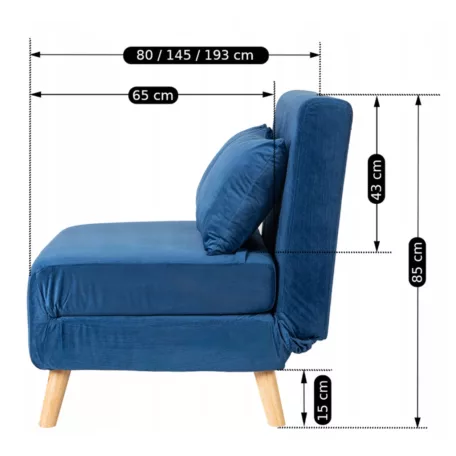 MARRY 2 sötétkék kétszemélyes dönthető fotel