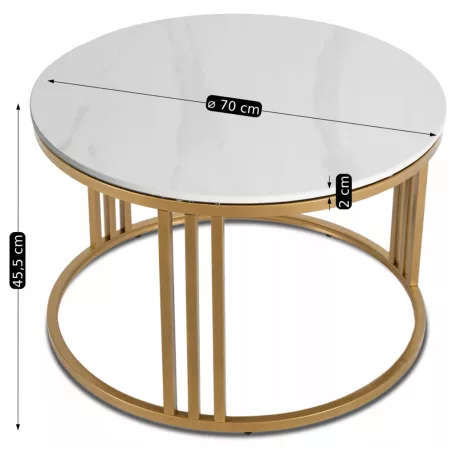 KORIN Kerámia Asztal Fényes Fehér/Arany