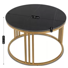 KORIN Kerámia Asztal Fekete Márvány/Arany