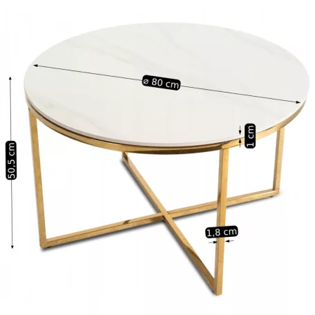 MARINE Kerámia Asztal Fehér Márvány/Arany