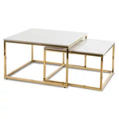 TENOR Kerámia Asztal Garnitúra Fehér Márvány/Arany