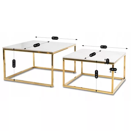 TENOR Kerámia Asztal Garnitúra Fehér Márvány/Arany