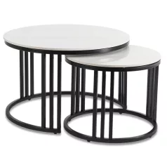 JERRY Kerámia Asztal Garnitúra Fehér Márvány/Fekete