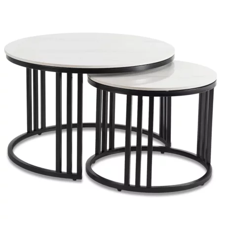 JERRY Kerámia Asztal Garnitúra Fehér Márvány/Fekete