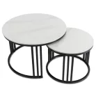 JERRY Kerámia Asztal Garnitúra Fehér Márvány/Fekete