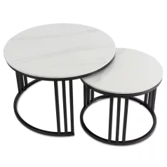 JERRY Kerámia Asztal Garnitúra Fehér Márvány/Fekete