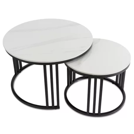 JERRY Kerámia Asztal Garnitúra Fehér Márvány/Fekete